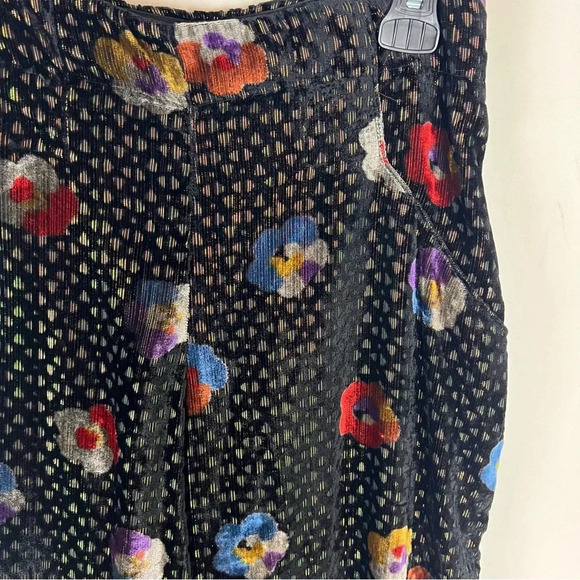 Anthropologie Eva Franco Pasquette Velvet Wide-Leg Pants Floral Print Size 4 - Picture 8 of 11